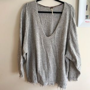 Grey Free People Scoop neck Sweater